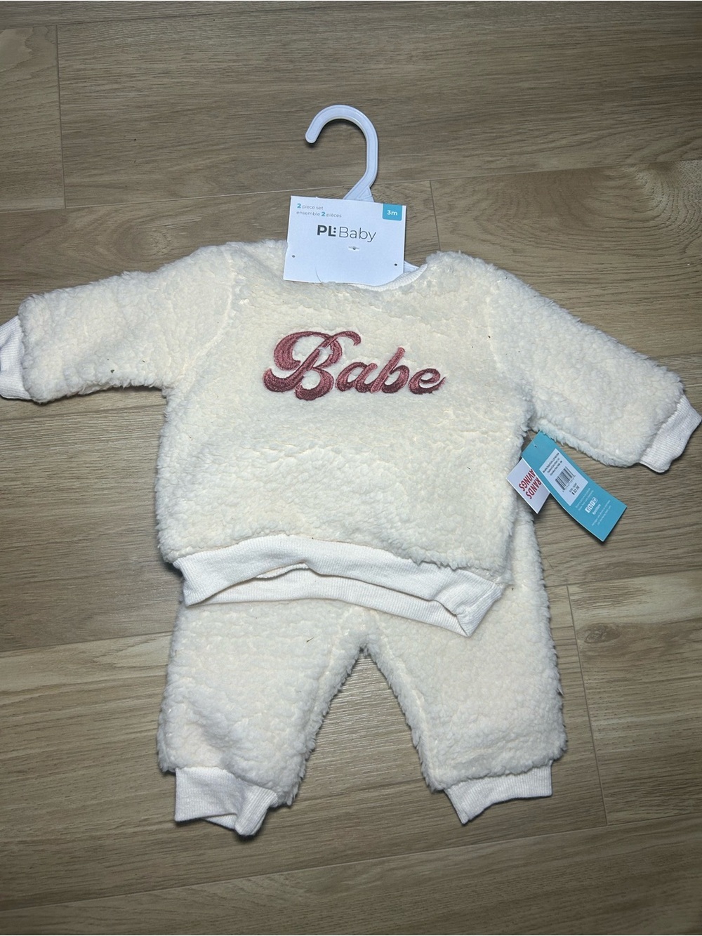 PL Baby Cream 'Babe' Sherpa Kids Matching Set